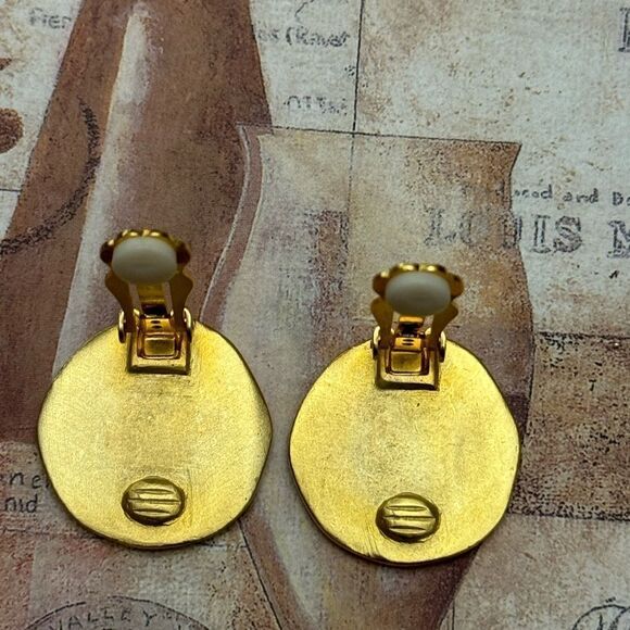 Vintage Fred Hayman Beverly Hills Monogram Clip Earrings - Picture 3 of 4